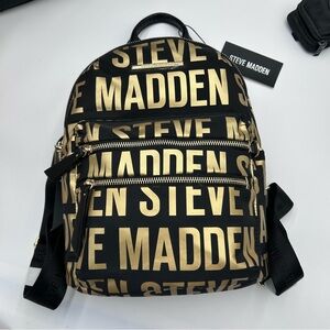 NWT Steve Madden Bold Black and Gold Backpack